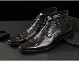 Men's Genuine Leather Lace-Up High Quality Pattern Ankle Boots