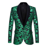 Men's Gold Flowers Sequins Suit Jacket Stage Singer Blazer