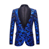 Men's Gold Flowers Sequins Suit Jacket Stage Singer Blazer