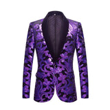 Men's Gold Flowers Sequins Suit Jacket Stage Singer Blazer