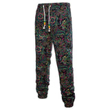 Men's  Linen Long Pant Ethnic Style Patchwork Vacation Set