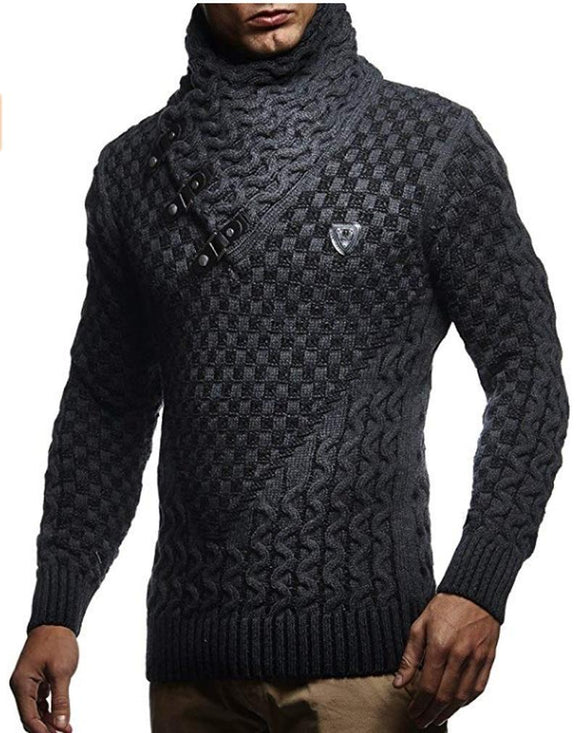 Men's Turtleneck  Long Sleeve Solid  Knitted r Autumn Winter Knitwear Sweater