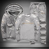 Men's Warm Sportsuit 3 Pieces/Set Winter Hoodie Brushed Suit Thermal Gym Fitness Run Tracksuit