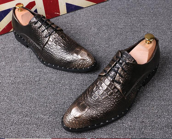 Men's Leather Formal Business Oxfords Leisure Alligator Dress Shoes