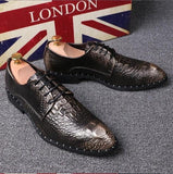 Men's Leather Formal Business Oxfords Leisure Alligator Dress Shoes