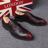 Men's Leather Formal Business Oxfords Leisure Alligator Dress Shoes