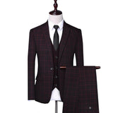 Men's New Lattice Business 3 Piece Suits suits (Blazer+ Pants +Vest)