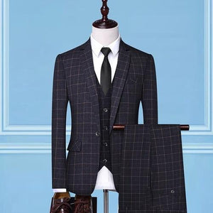 Men's New Lattice Business 3 Piece Suits suits (Blazer+ Pants +Vest)