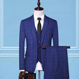 Men's New Lattice Business 3 Piece Suits suits (Blazer+ Pants +Vest)