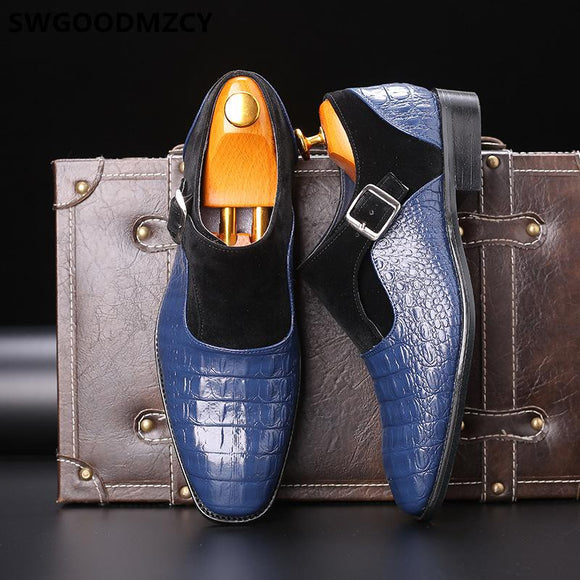 Men's italian Monk Strap Crocodile oxford zapatos de Hombre Formal shoes