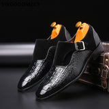 Men's italian Monk Strap Crocodile oxford zapatos de Hombre Formal shoes