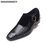 Men's italian Monk Strap Crocodile oxford zapatos de Hombre Formal shoes