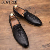 Men's  Leather Formal Coiffeur Wedding Loafer Party Classic luxury Crocodile Shoes