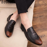 Men's  Leather Formal Coiffeur Wedding Loafer Party Classic luxury Crocodile Shoes