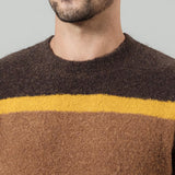 Men's Autumn Winter Mix Wool Jacquard Contrast Color Striped Knitted Sweater