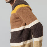 Men's Autumn Winter Mix Wool Jacquard Contrast Color Striped Knitted Sweater