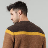 Men's Autumn Winter Mix Wool Jacquard Contrast Color Striped Knitted Sweater