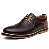 Men's Fashion Genuine Leather Oxford Lace-Up Casual Moccasins Comfortable  Office Footwear Loafers Shoes