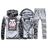 Men's Thick Fleece Hoodie Warm Cartoon Outerwear Jacket+Pants 2 Piece Sets