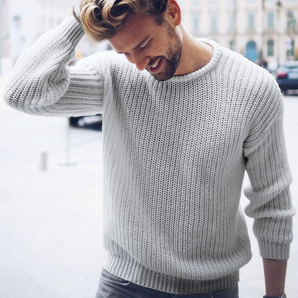 Men's Cotton Autumn Winter  Sweaters Long Sleeve  Neck Knitted Jumper Knitwears Clothes