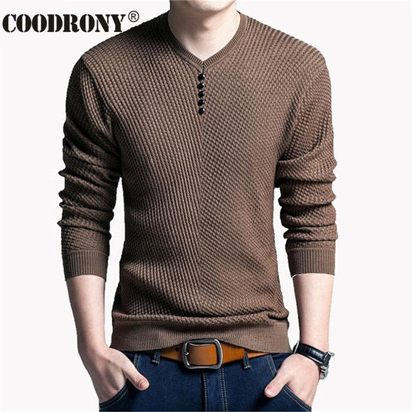 Men's Casual Autumn Long Sleeve Shirt Knitted Cashmere Wool Sweater