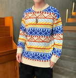 Men's Colored Striped Winter Christmas Winter Coat Pullover Sweaters