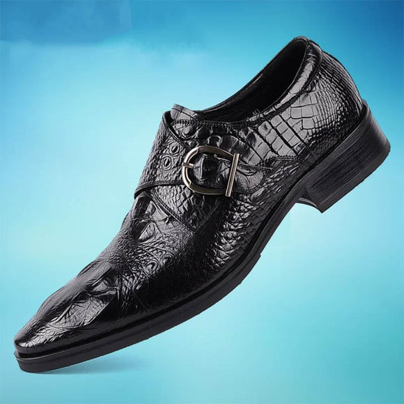 Men's Autumn Winter Wedding Crocodile Pattern Footwear  Leather Dress Shoes