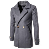 Men's New Fashion Autumn And Winter Button  Casual Long Section Wool thick Warm Coat