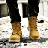 Fashion Men Retro Full Grain Leather Rivet Boots