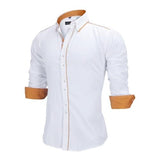 British Style Slim Fit Solid Long Sleeve Cotton Men's Shirts