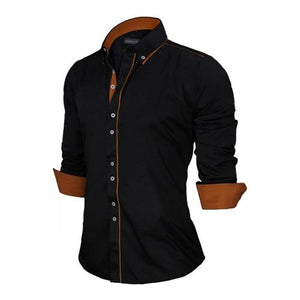 British Style Slim Fit Solid Long Sleeve Cotton Men's Shirts