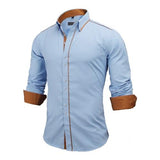 British Style Slim Fit Solid Long Sleeve Cotton Men's Shirts