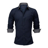 British Style Slim Fit Solid Long Sleeve Cotton Men's Shirts