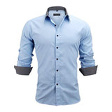 British Style Slim Fit Solid Long Sleeve Cotton Men's Shirts