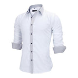 British Style Slim Fit Solid Long Sleeve Cotton Men's Shirts