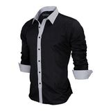 British Style Slim Fit Solid Long Sleeve Cotton Men's Shirts