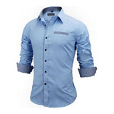 British Style Slim Fit Solid Long Sleeve Cotton Men's Shirts