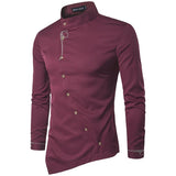 Fashion Oblique Button Irregular High-Grade Slim Men's Shirt