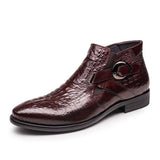 Pointed-toe Slip-On High-top Genuine Leather Men Ankle Boots