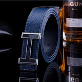 Leisure Smooth Buckle Leather Belt for Men Women