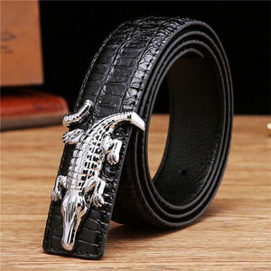 Business Strap Cow Split Leather Crocodile Belt