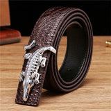 Business Strap Cow Split Leather Crocodile Belt