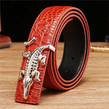 Business Strap Cow Split Leather Crocodile Belt