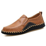 Big Size  Men Flats Genuine Leather Casual Shoe