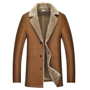 Fashion Winter PU Leather Plush Men's Jacket Coat