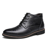 Luxury Alligator Warm High-top Men's Leather Boots