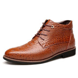 Luxury Alligator Warm High-top Men's Leather Boots