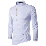 Fashion Oblique Button Irregular High-Grade Slim Men's Shirt