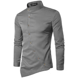 Fashion Oblique Button Irregular High-Grade Slim Men's Shirt