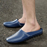 Men Casual  Genuine Leather Summer Breathable Slipper